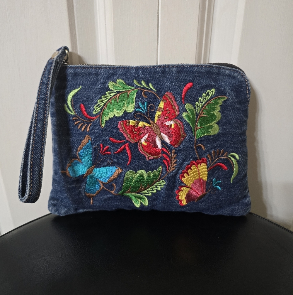 New Patricia Nash Denim Rosley Wristlet